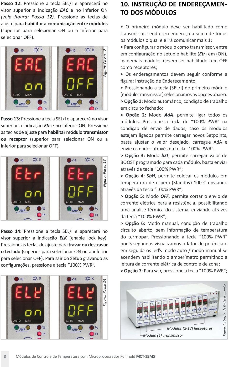 Figura: Passo 12 Passo 13: Pressione a tecla SEL/I e aparecerá no visor superior a indicação Etr e no inferior ON.