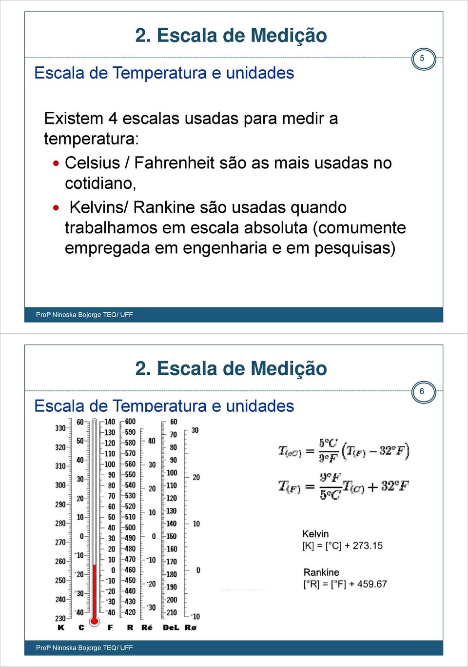 Kelvins/ Rankine são usadas quando trabalhamos em escala absoluta (comumente