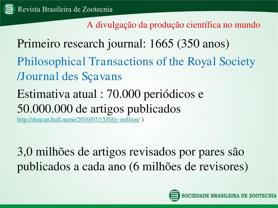 000 periódicos e 50.000.000 de artigos publicados http://duncan.hull.