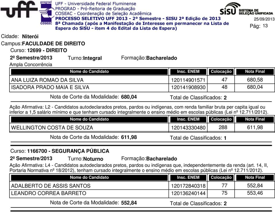 ensino médio em escolas públicas (Lei nº 12.711/2012).