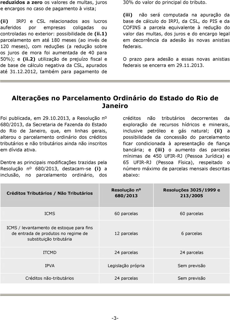 2) utilização de prejuízo fiscal e de base de cálculo negativa da CSL, apurados até 31.12.2012, também para pagamento de 30% do valor do principal do tributo.
