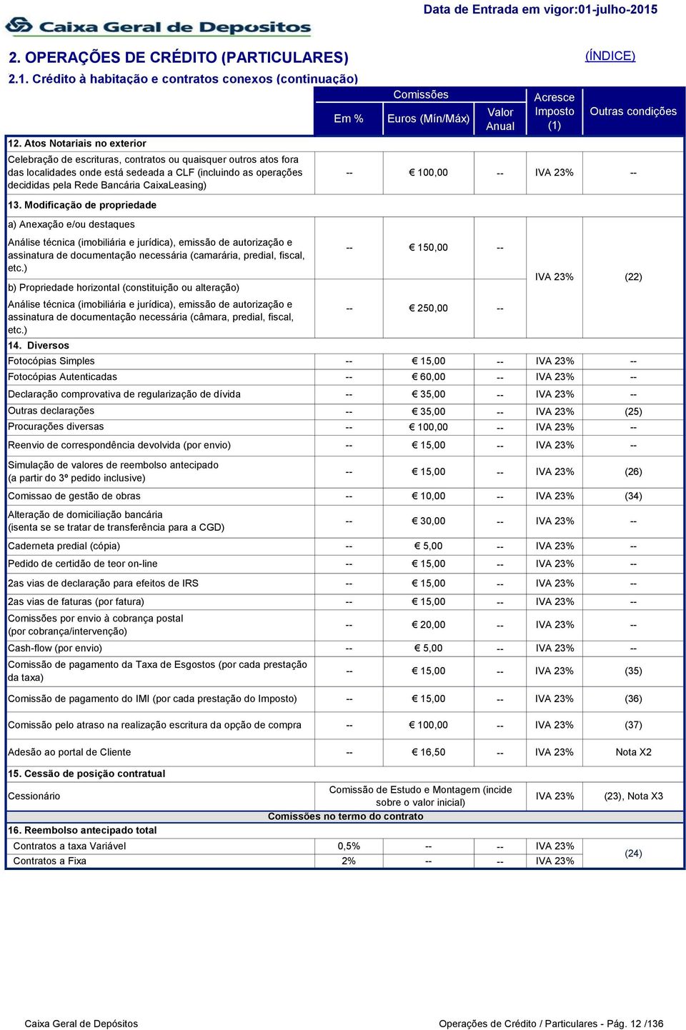 13. Modificação de propriedade a) Anexação e/ou destaques Análise técnica (imobiliária e jurídica), emissão de autorização e assinatura de documentação necessária (camarária, predial, fiscal, etc.