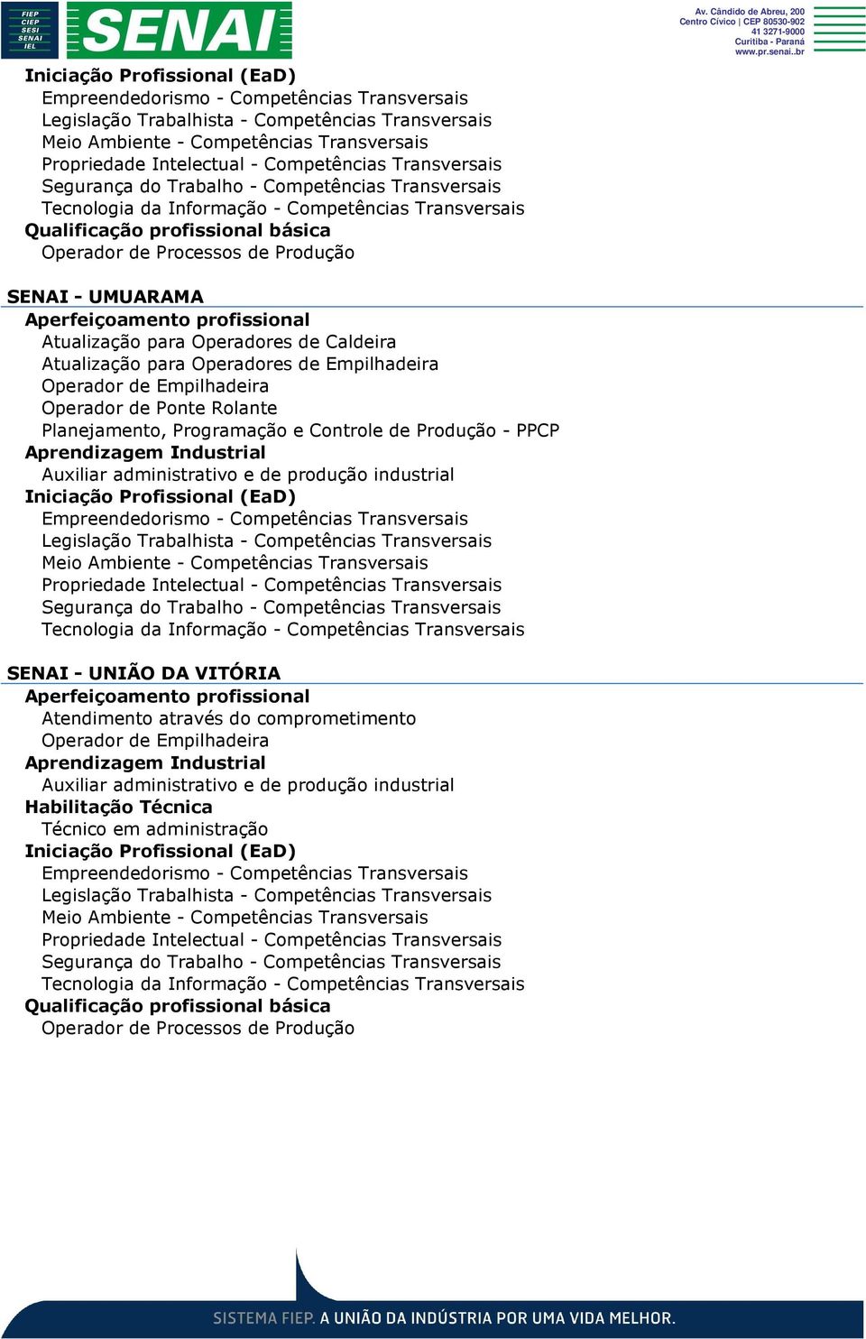 Produção - PPCP SENAI - UNIÃO DA VITÓRIA