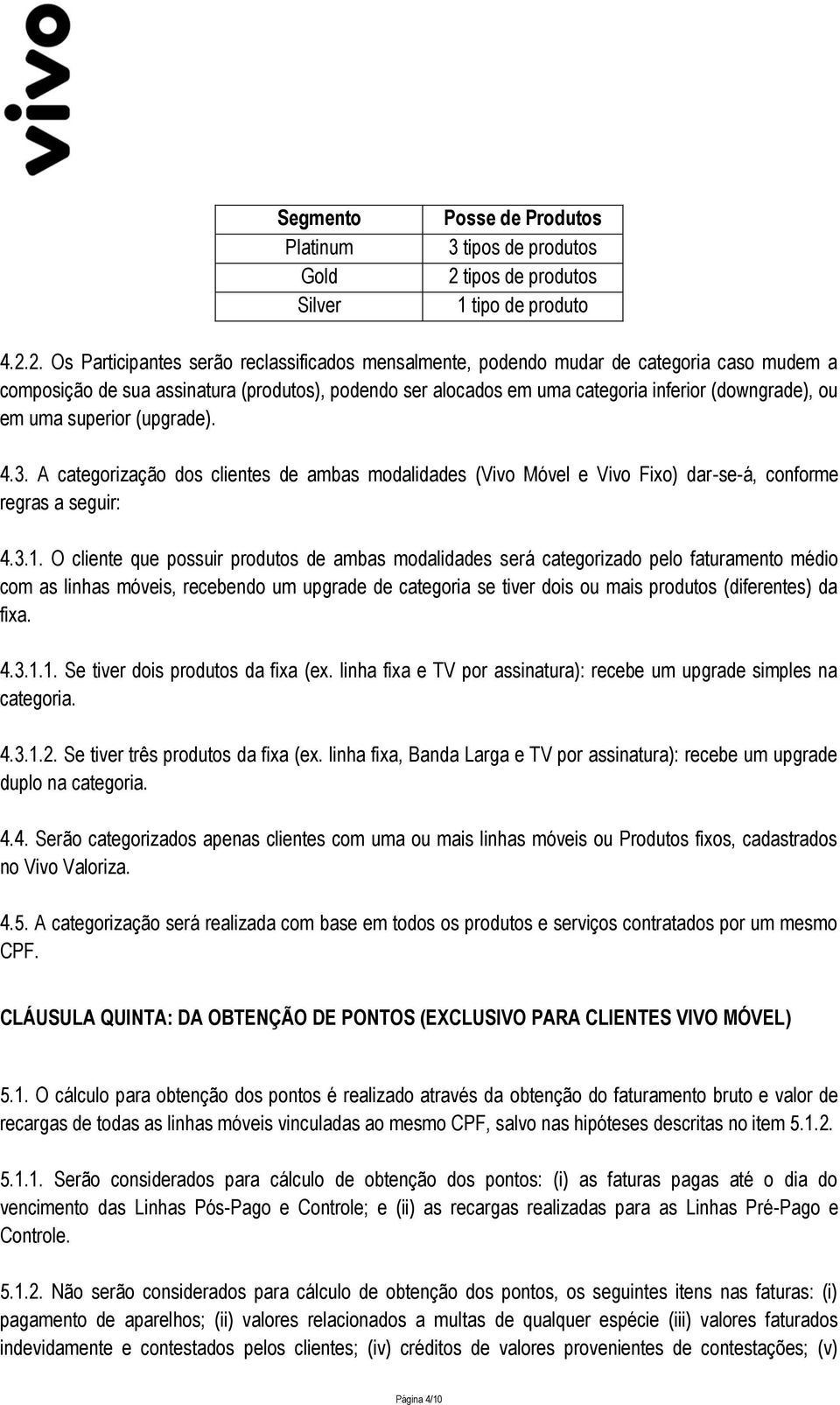 2. Os Participantes serão reclassificados mensalmente, podendo mudar de categoria caso mudem a composição de sua assinatura (produtos), podendo ser alocados em uma categoria inferior (downgrade), ou