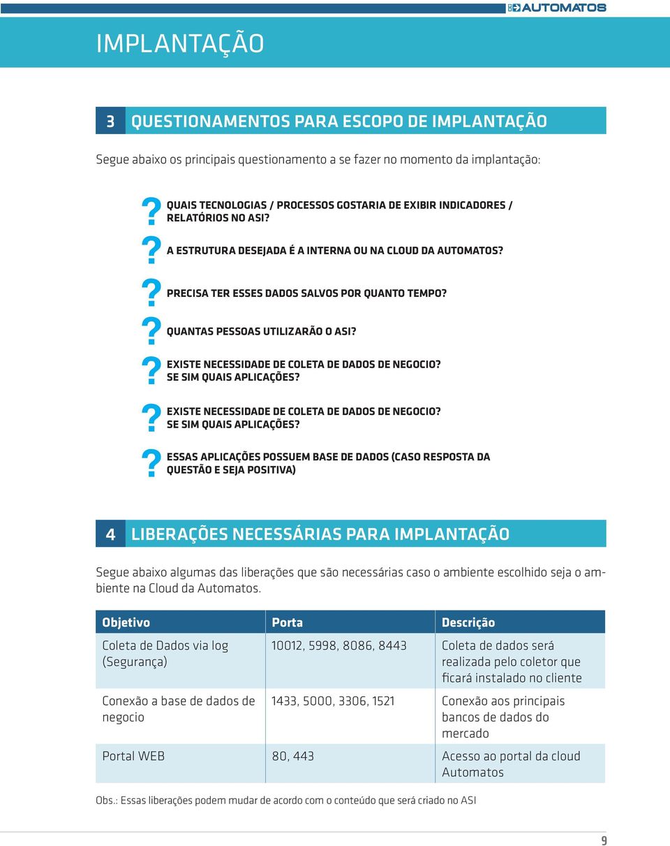 EXISTE NECESSIDADE DE COLETA DE DADOS DE NEGOCIO? SE SIM QUAIS APLICAÇÕES?