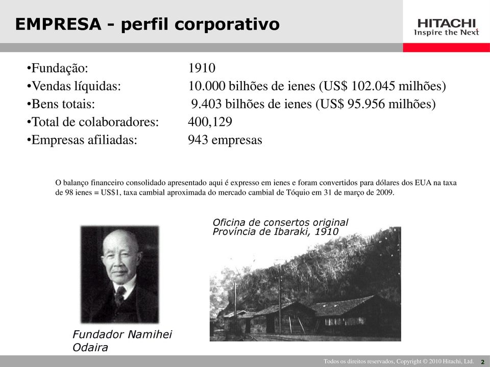 956 milhões) 400,129 943 empresas O balanço financeiro consolidado apresentado aqui é expresso em ienes e foram convertidos para dólares dos EUA