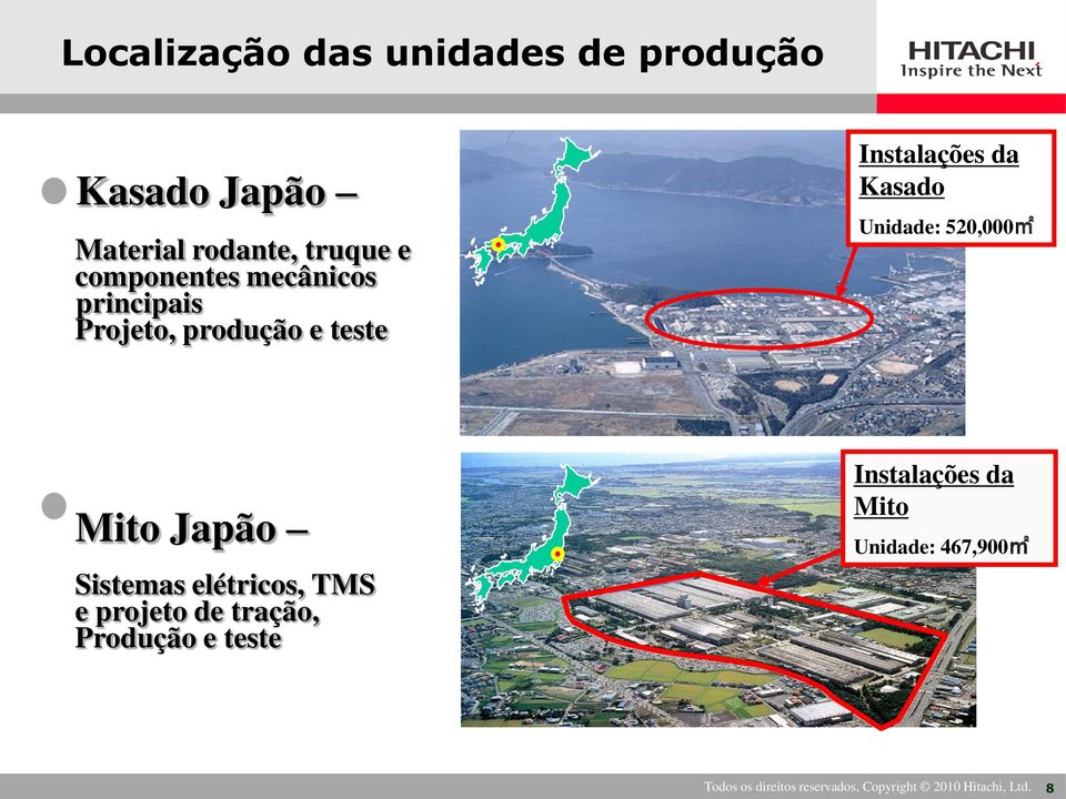 Japão Sistemas elétricos, TMS e projeto de tração, Produção e teste Instalações da Mito