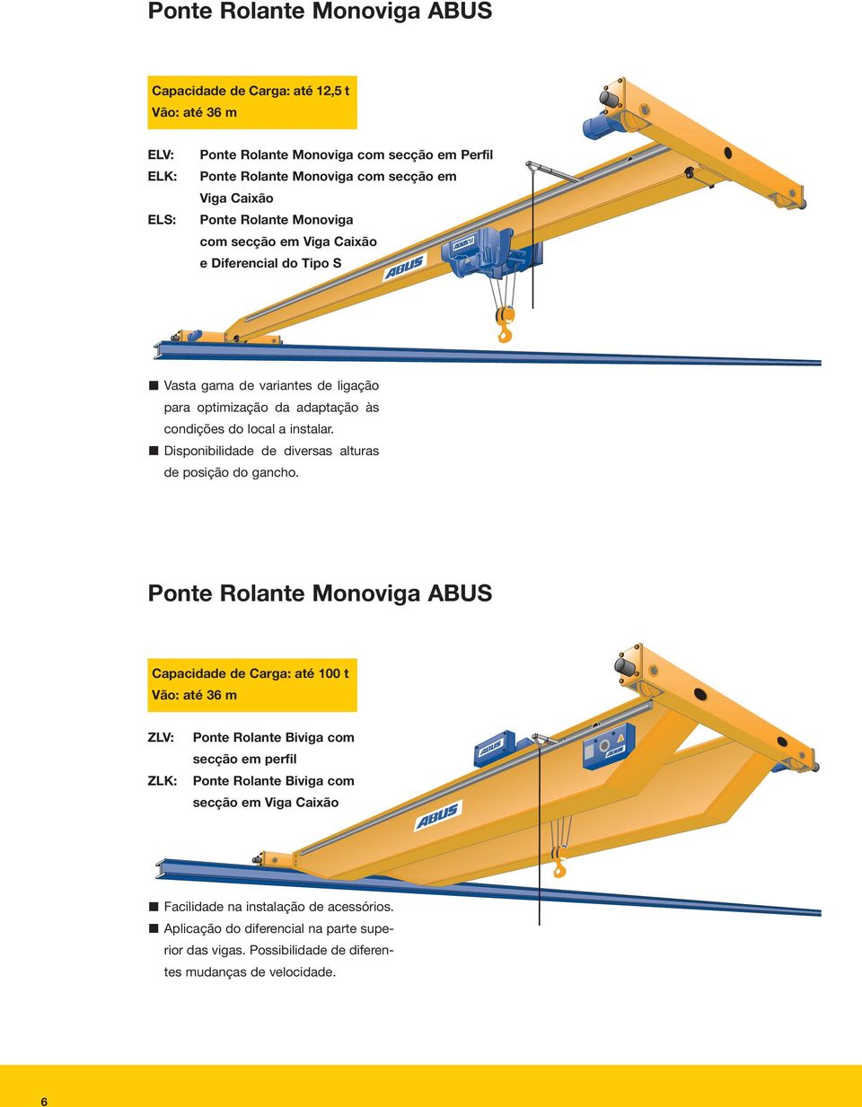 Disponibilidade de diversas alturas de posição do gancho.