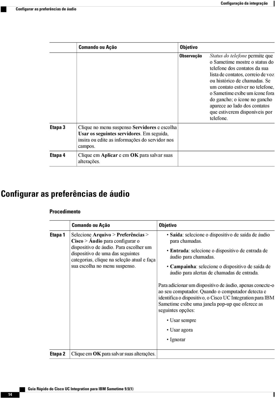 Objetivo Observação Status do telefone permite que o Sametime mostre o status do telefone dos contatos da sua lista de contatos, correio de voz ou histórico de chamadas.