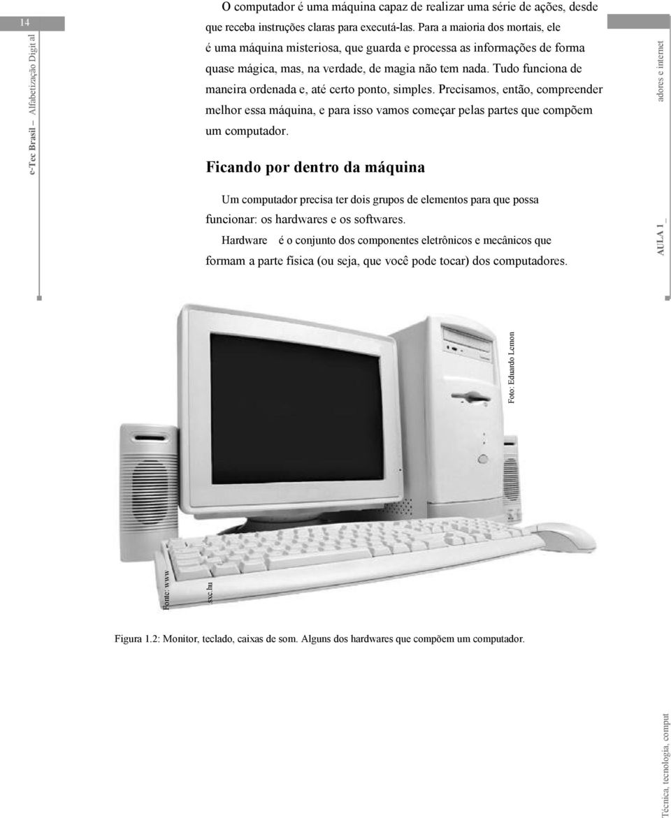 Tudo funciona de maneira ordenada e, até certo ponto, simples. Precisamos, então, compreender melhor essa máquina, e para isso vamos começar pelas partes que compõem um computador.