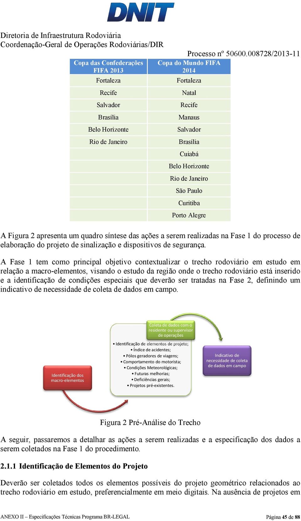 A Fase 1 tem como principal objetivo contextualizar o trecho rodoviário em estudo em relação a macro-elementos, visando o estudo da região onde o trecho rodoviário está inserido e a identificação de