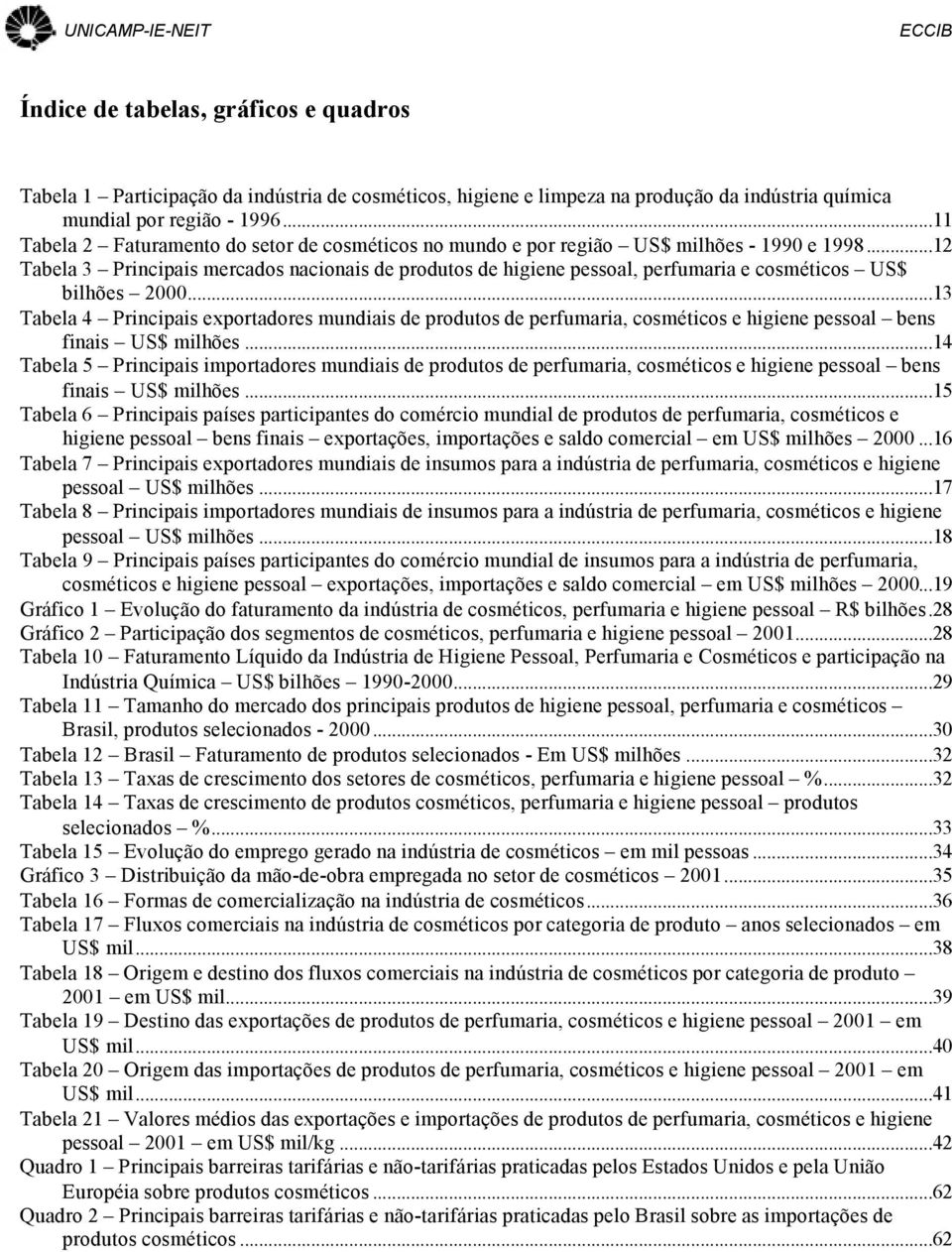 ..12 Tabela 3 Principais mercados nacionais de produtos de higiene pessoal, perfumaria e cosméticos US$ bilhões 2000.