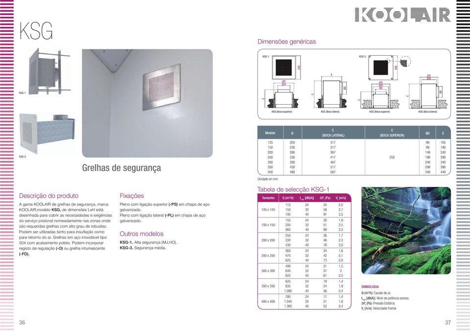 de segurança, marca KOOLAIR,modelo KSG, de dimensões LxH está desenhada para cobrir as necessidades e exigências do serviço prisional nomeadamente nas zonas onde são requeridas grelhas com alto grau