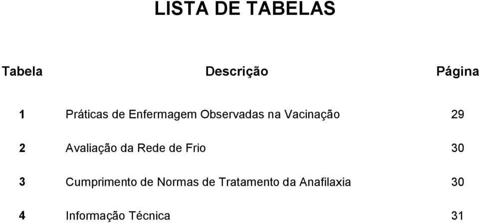 2 Avaliação da Rede de Frio 30 3 Cumprimento de