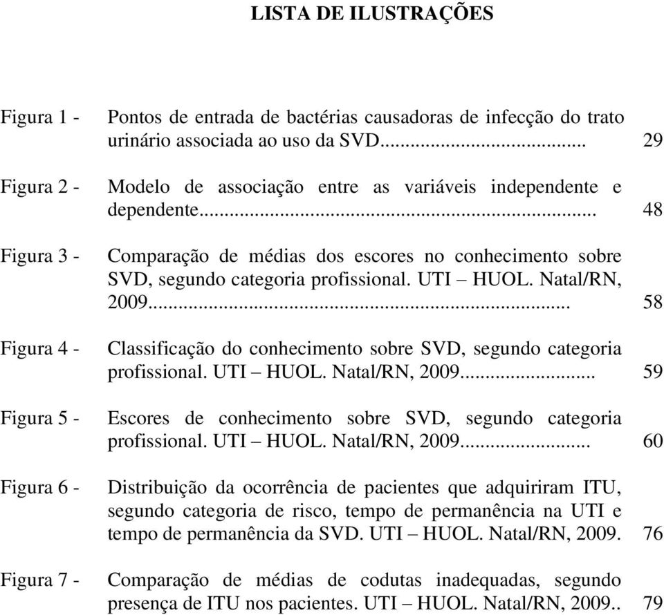 .. 58 Classificação do conhecimento sobre SVD, segundo categoria profissional. UTI HUOL. Natal/RN, 2009.