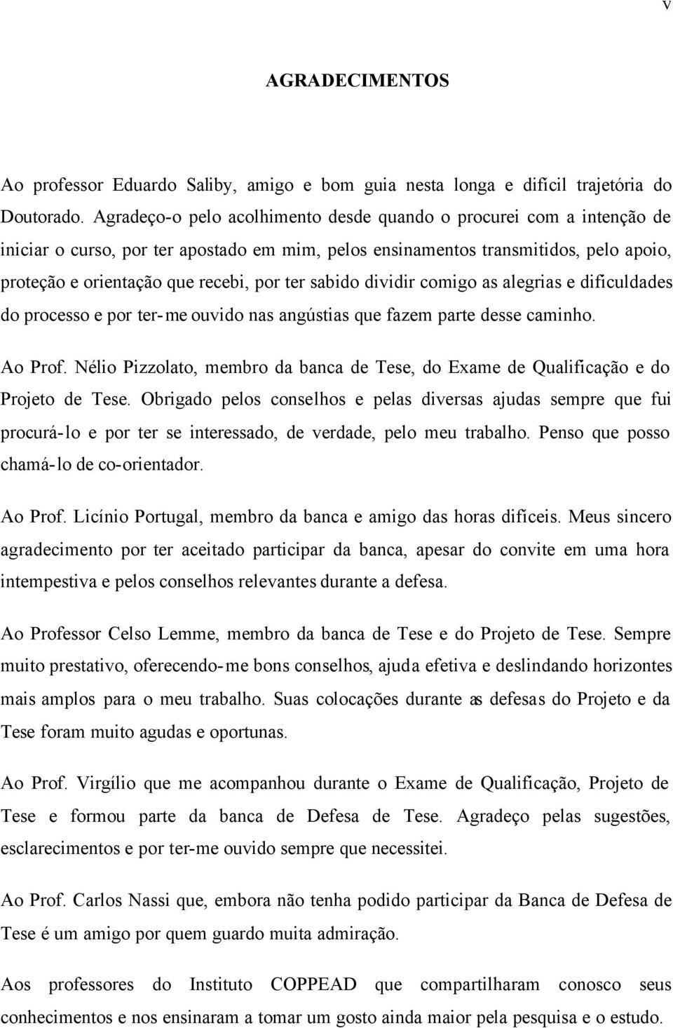 sabido dividir comigo as alegrias e dificuldades do processo e por ter-me ouvido nas angústias que fazem parte desse caminho. Ao Prof.