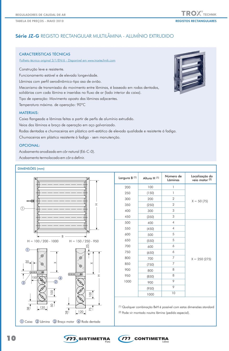 Mecanismo de transmissão do movimento entre lâminas, é baseado em rodas dentadas, solidárias com cada lâmina e inseridas no fluxo de ar (lado interior da caixa).