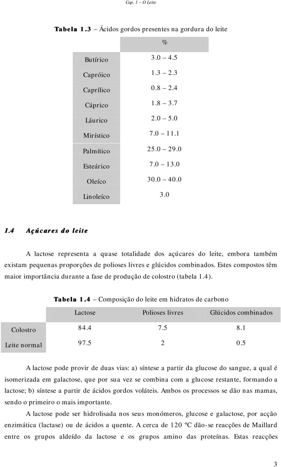 Estes compostos têm maior importância durante a fase de produção de colostro (tabela 1.4). Tabela 1.