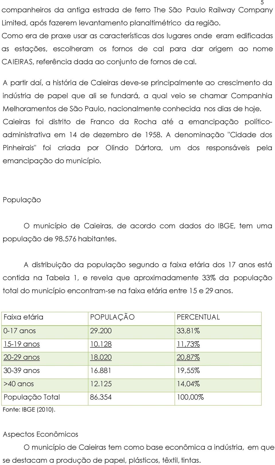 A partir daí, a história de Caieiras deve-se principalmente ao crescimento da indústria de papel que ali se fundará, a qual veio se chamar Companhia Melhoramentos de São Paulo, nacionalmente