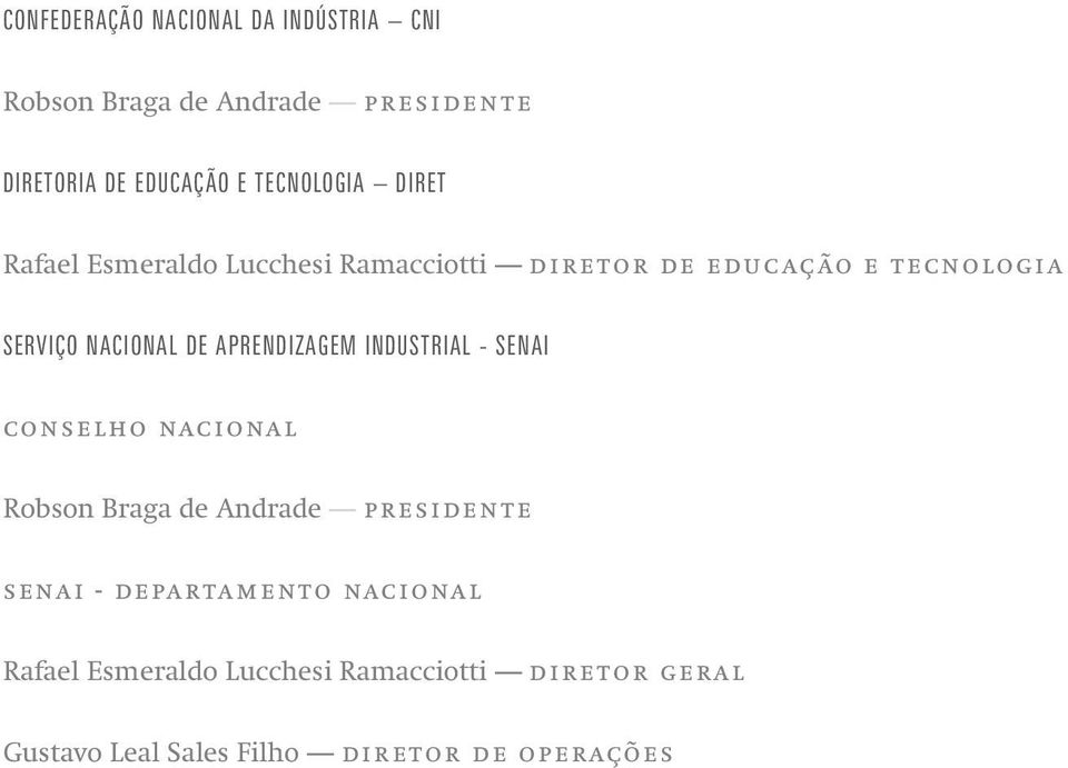DE APRENDIZAGEM INDUSTRIAL - SENAI conselho nacional Robson Braga de Andrade presidente senai -