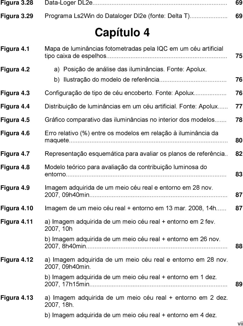 3 Configuração de tipo de céu encoberto. Fonte: Apolux... 76 Figura 4.4 Distribuição de luminâncias em um céu artificial. Fonte: Apolux... 77 Figura 4.