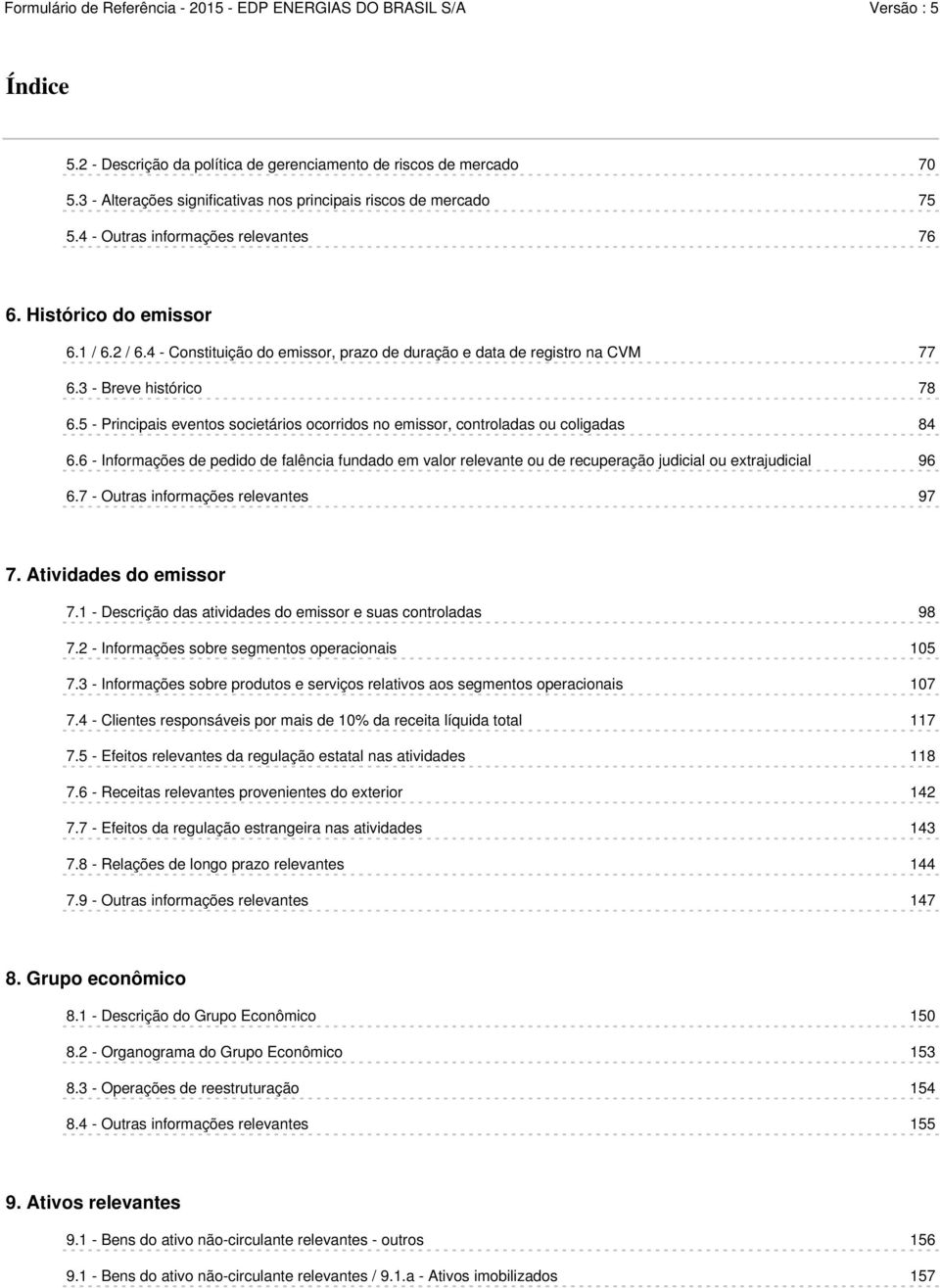 5 - Principais eventos societários ocorridos no emissor, controladas ou coligadas 84 6.