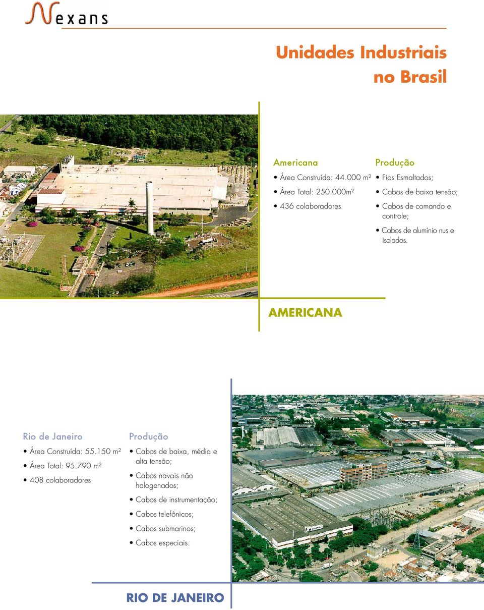 nus e isolados. Americana Rio de Janeiro Área Construída: 55.150 m² Área Total: 95.