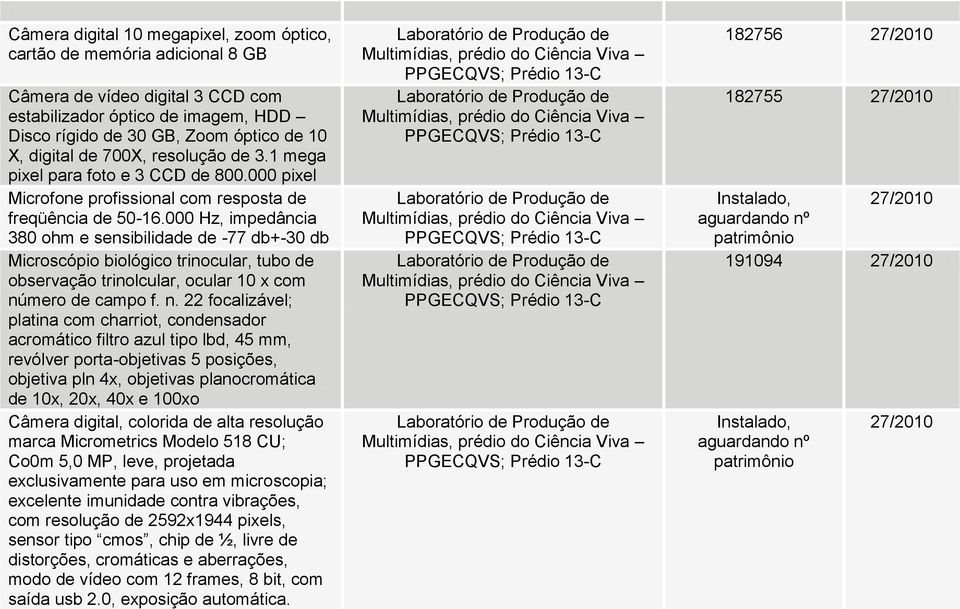 000 Hz, impedância 380 ohm e sensibilidade de -77 db+-30 db Microscópio biológico trinocular, tubo de observação trinolcular, ocular 10 x com nú