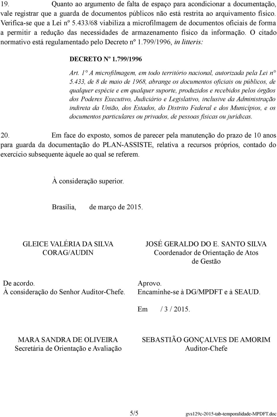 799/1996, in litteris: DECRETO Nº 1.799/1996 Art. 1 A microfilmagem, em todo território nacional, autorizada pela Lei n 5.