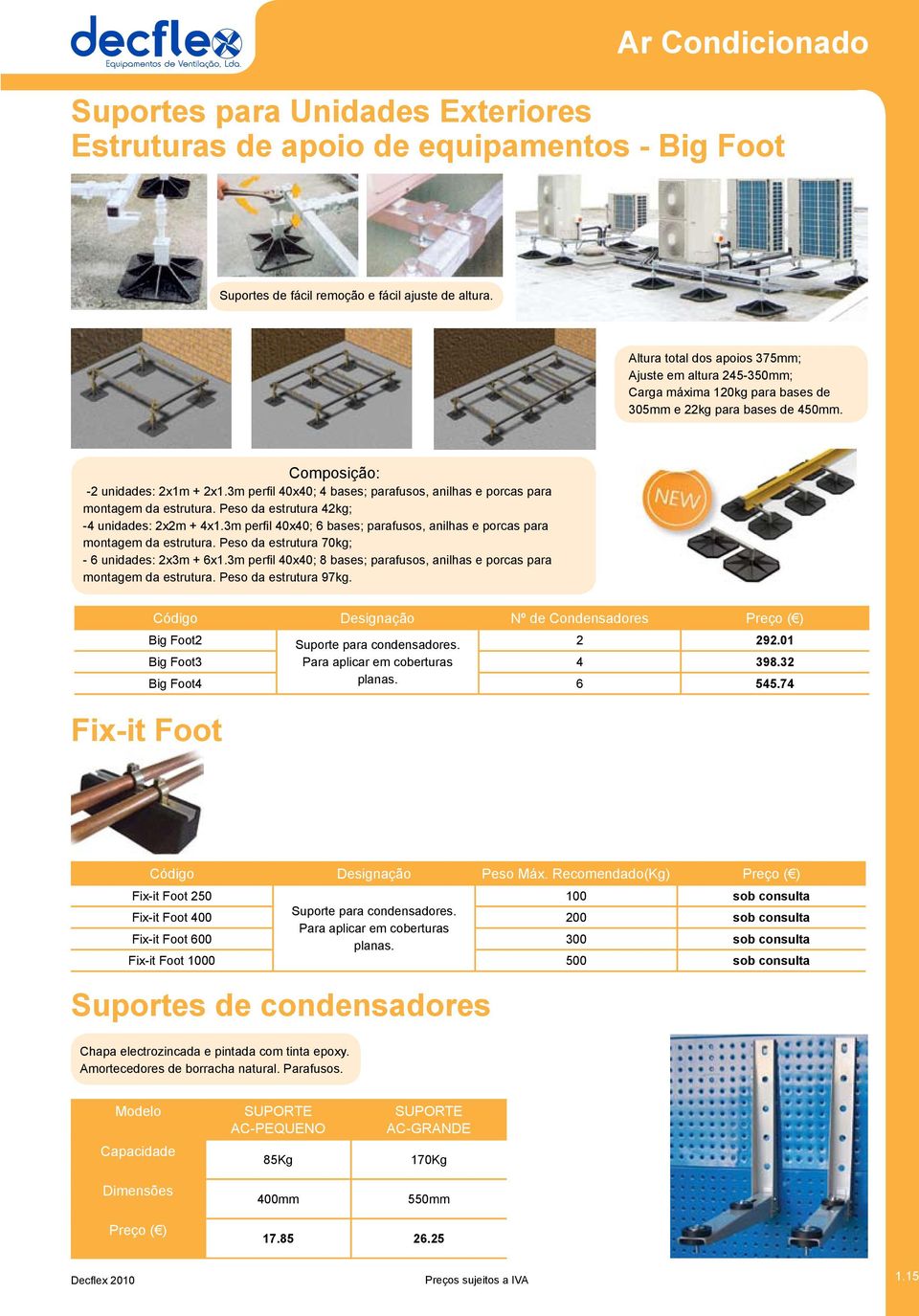 3m perfil 40x40; 4 bases; parafusos, anilhas e porcas para montagem da estrutura. Peso da estrutura 42kg; -4 unidades: 2x2m + 4x1.