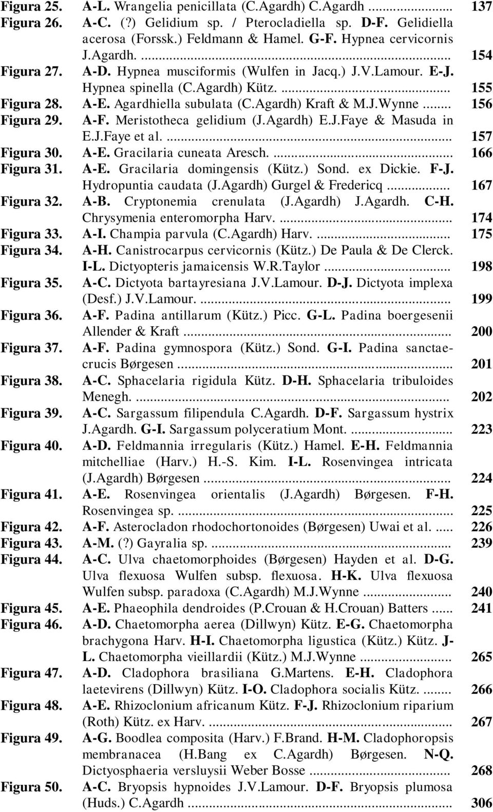 .. 156 Figura 29. A-F. Meristotheca gelidium (J.Agardh) E.J.Faye & Masuda in E.J.Faye et al.... 157 Figura 30. A-E. Gracilaria cuneata Aresch.... 166 Figura 31. A-E. Gracilaria domingensis (Kütz.