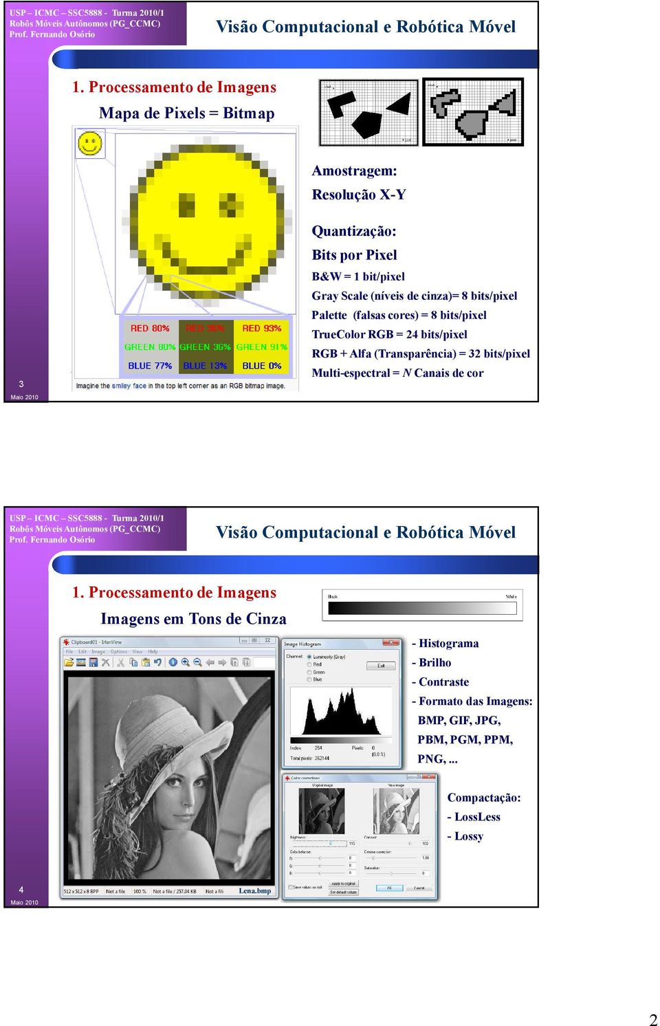 (Transparência) = 32 bits/pixel Multi-espectral = Canais de cor 1.