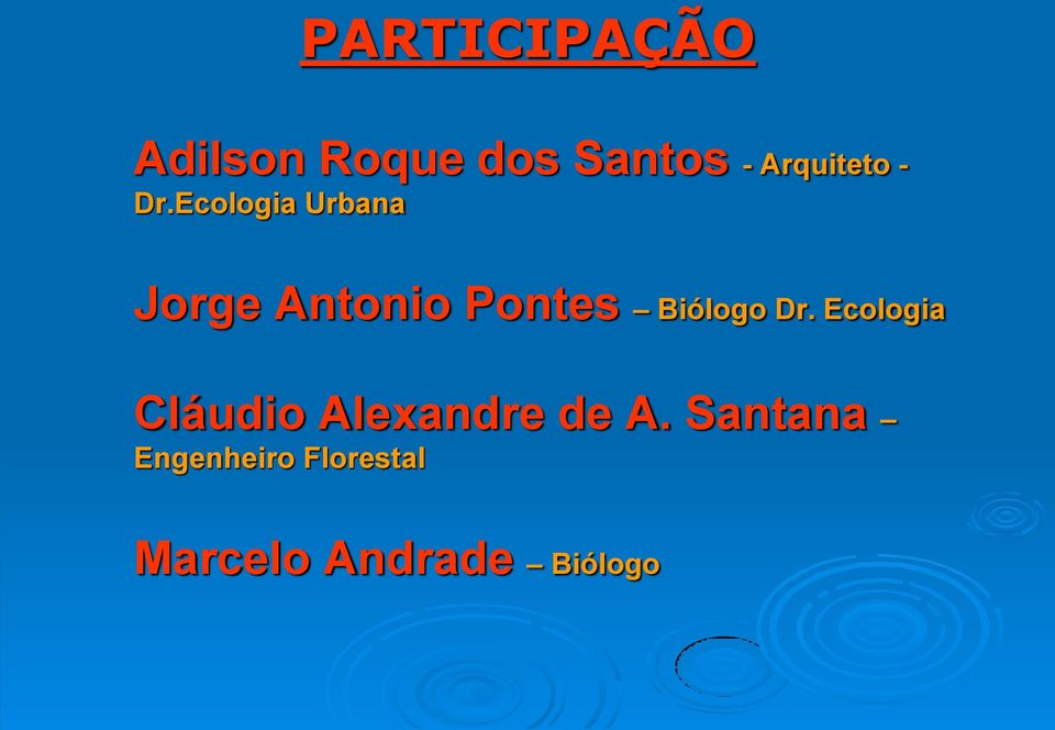 Ecologia Urbana Jorge Antonio Pontes Biólogo Dr.