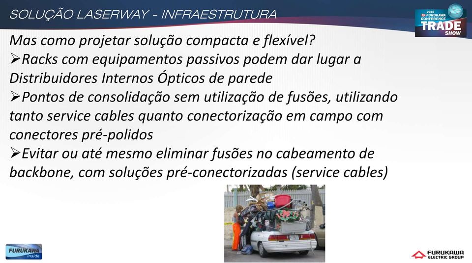 consolidação sem utilização de fusões, utilizando tanto service cables quanto conectorização em campo com