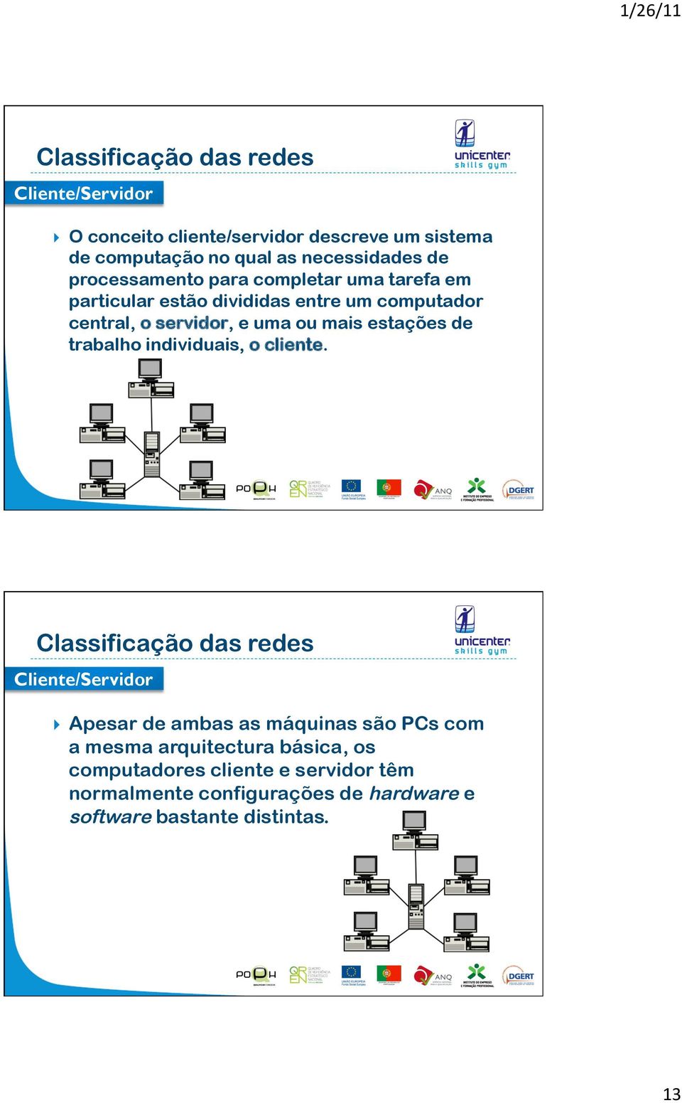 estações de trabalho individuais, o cliente.