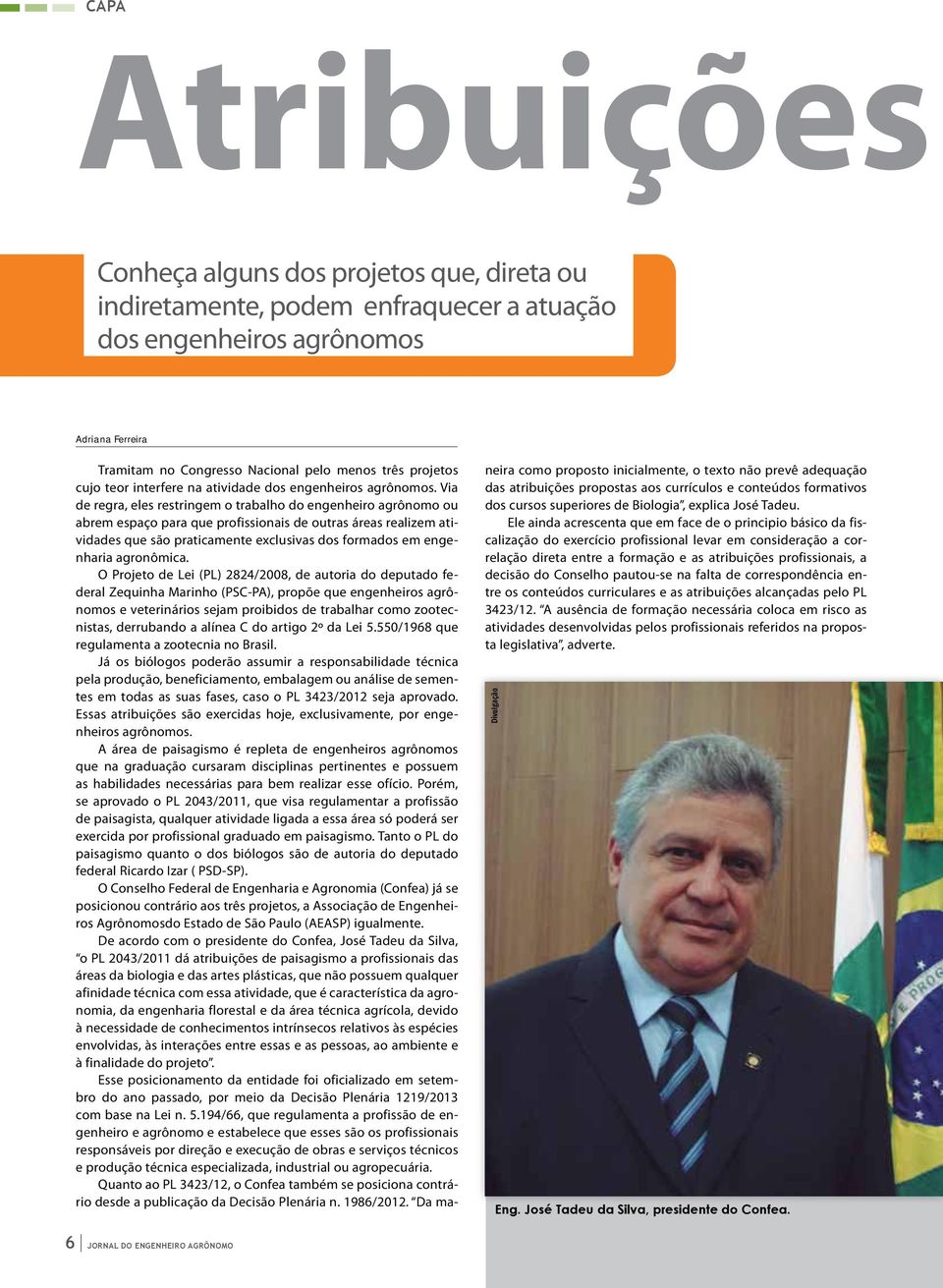 Via de regra, eles restringem o trabalho do engenheiro agrônomo ou abrem espaço para que profissionais de outras áreas realizem atividades que são praticamente exclusivas dos formados em engenharia