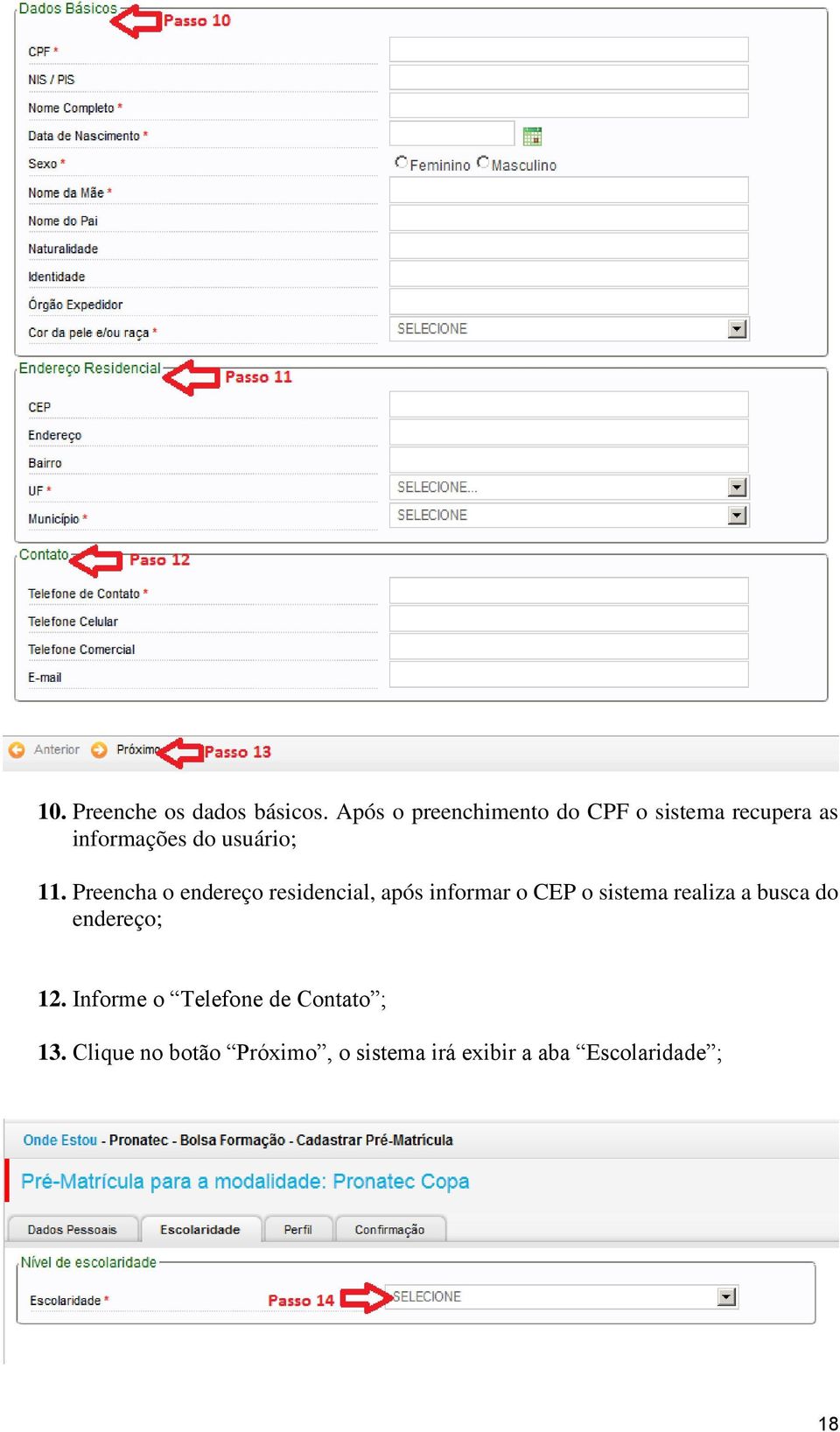 Preencha o endereço residencial, após informar o CEP o sistema realiza a