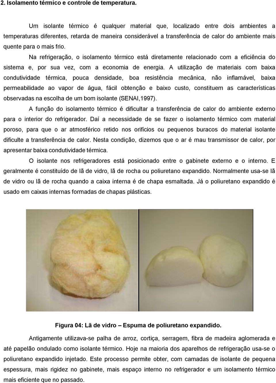 frio. Na refrigeração, o isolamento térmico está diretamente relacionado com a eficiência do sistema e, por sua vez, com a economia de energia.