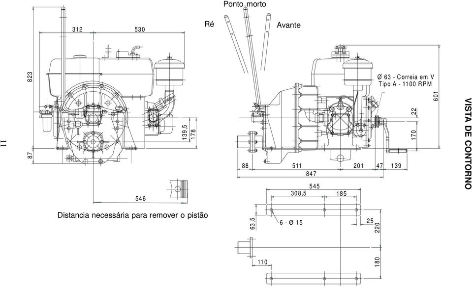 1100 RPM 47 139 170 22 601 VISTA DE CONTORNO Distancia