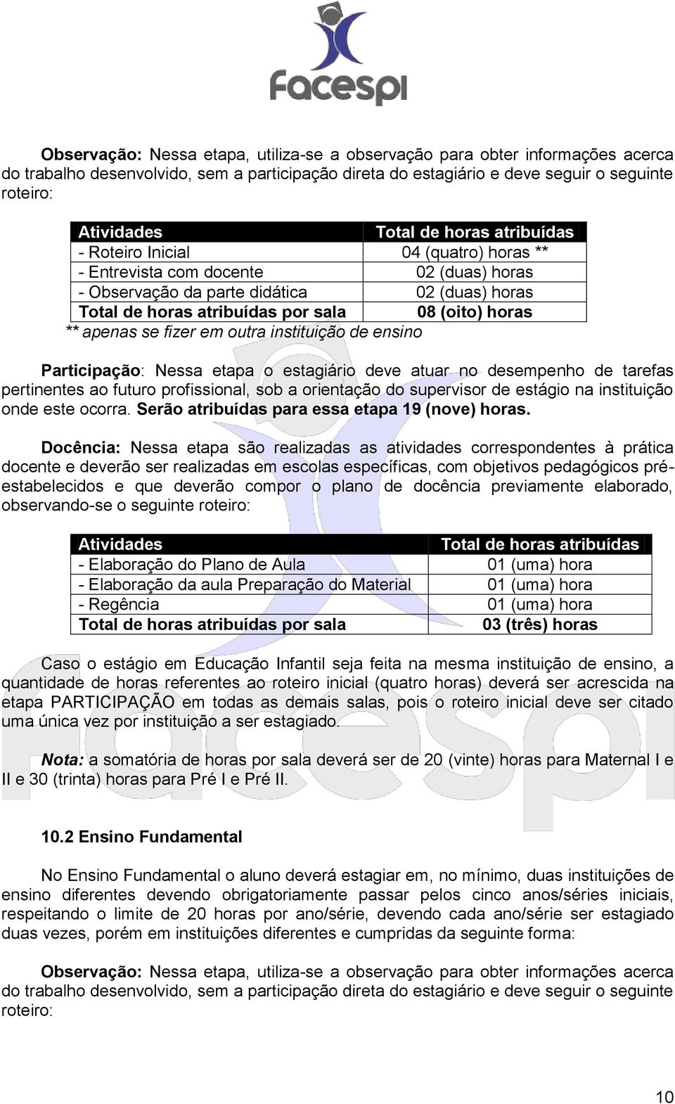 apenas se fizer em outra instituição de ensino Participação: Nessa etapa o estagiário deve atuar no desempenho de tarefas pertinentes ao futuro profissional, sob a orientação do supervisor de estágio