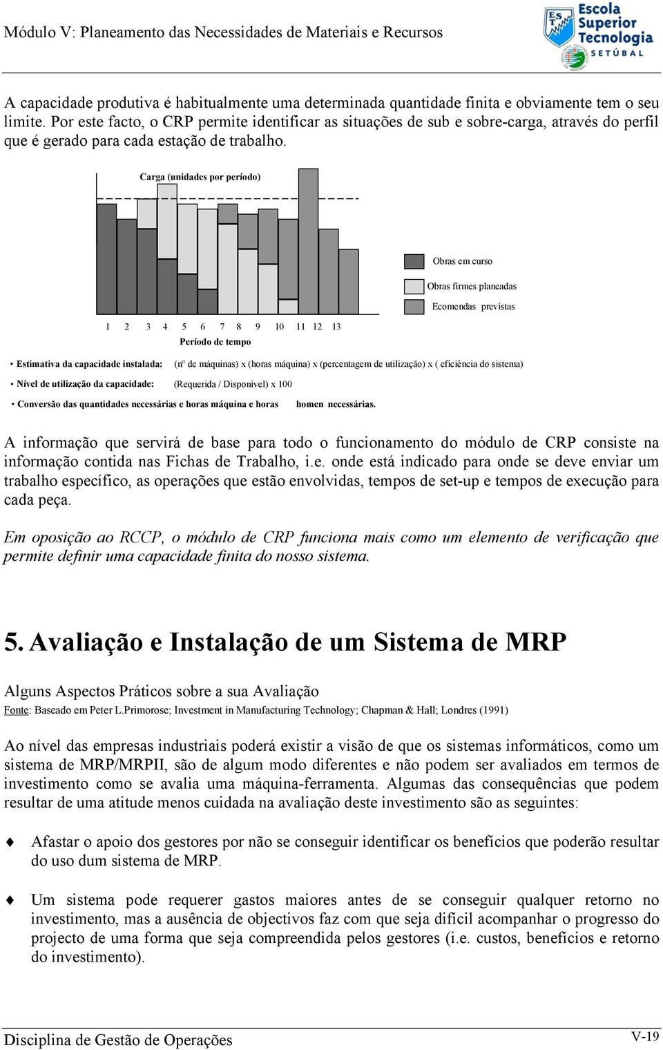 Carga (unidades por período) Obras em curso Obras firmes planeadas Ecomendas previstas 1 2 3 4 5 6 7 8 9 10 11 12 13 Período de tempo Estimativa da capacidade instalada: Nível de utilização da