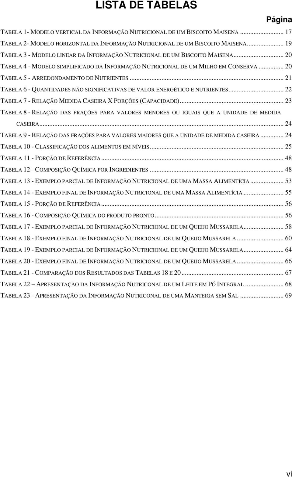 .. 20 TABELA 5 - ARREDONDAMENTO DE NUTRIENTES... 21 TABELA 6 - QUANTIDADES NÃO SIGNIFICATIVAS DE VALOR ENERGÉTICO E NUTRIENTES... 22 TABELA 7 - RELAÇÃO MEDIDA CASEIRA X PORÇÕES (CAPACIDADE).