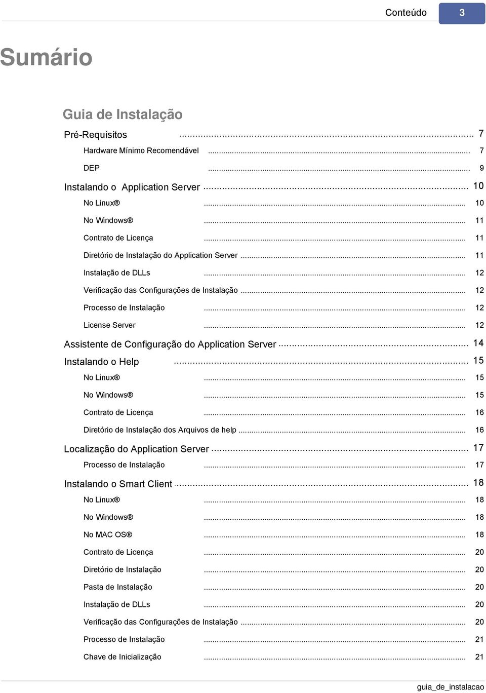 Instalação 12 Processo de Instalação 12 License Server 12... 14 Assistente de Configuração do Application Server Instalando o Help.