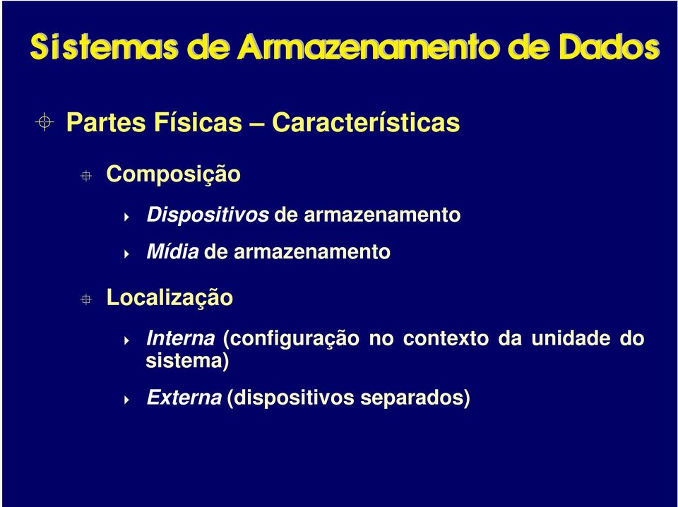 armazenamento Mídia de armazenamento Localização Interna