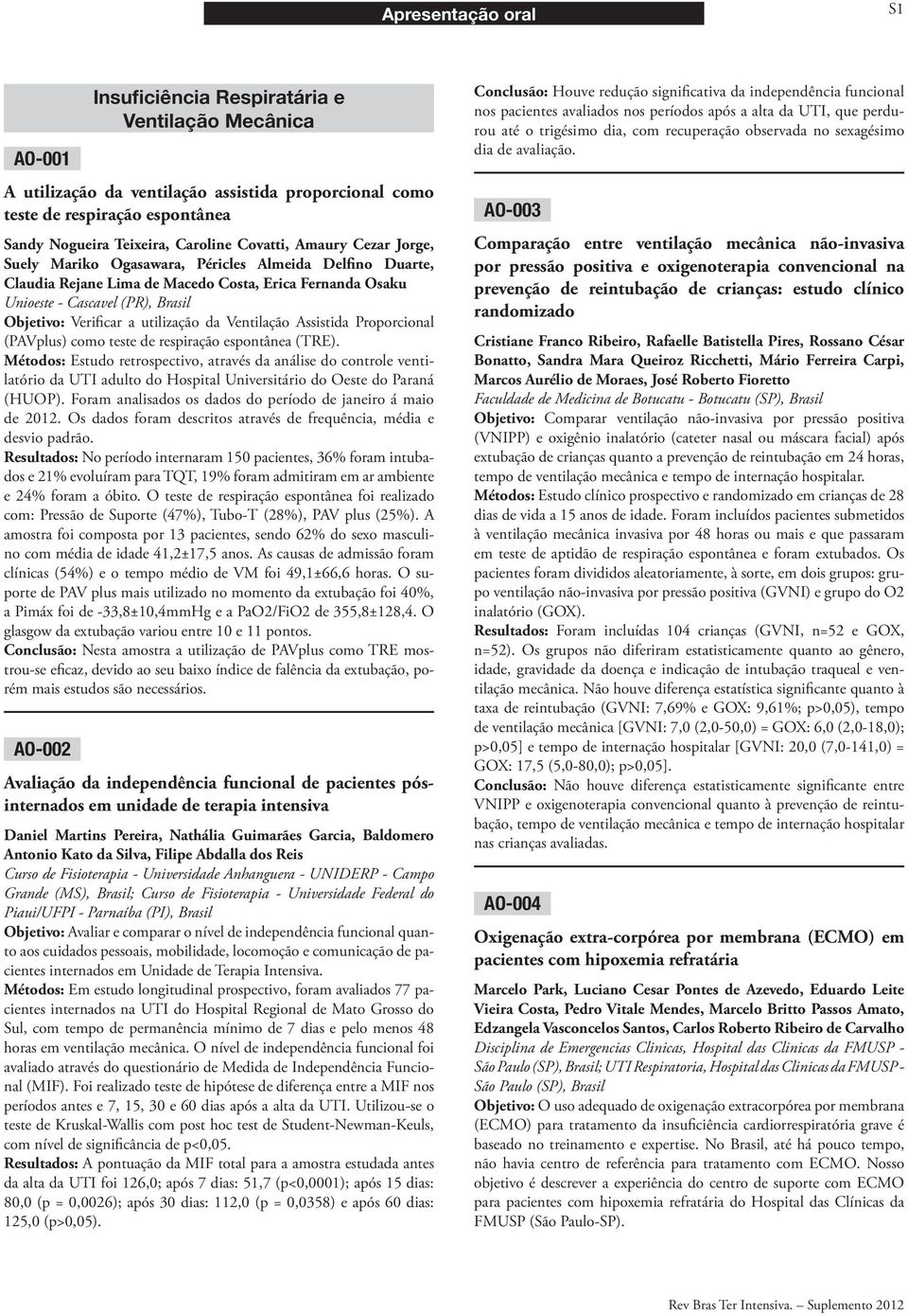 utilização da Ventilação Assistida Proporcional (PAVplus) como teste de respiração espontânea (TRE).