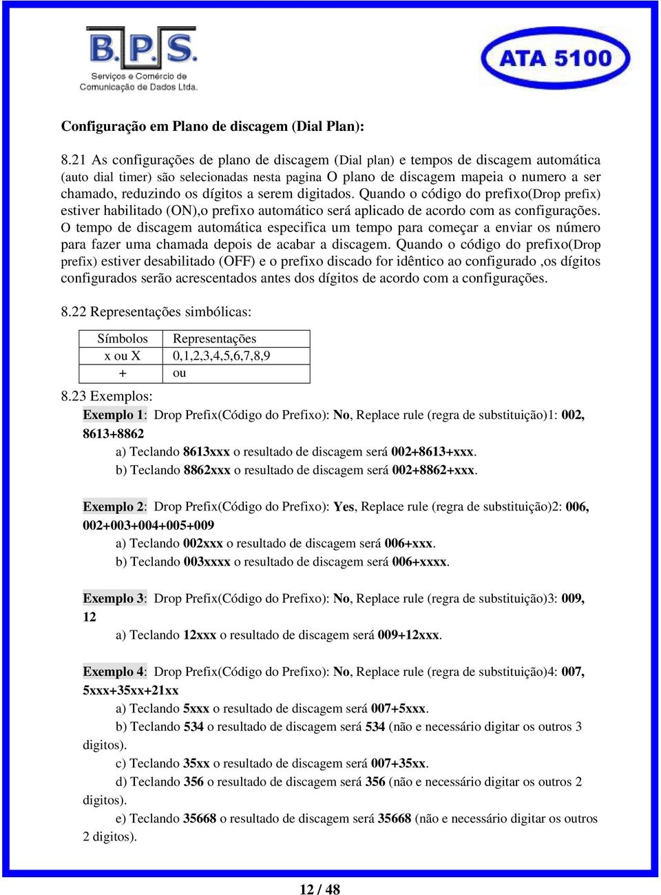 dígitos a serem digitados. Quando o código do prefixo(drop prefix) estiver habilitado (ON),o prefixo automático será aplicado de acordo com as configurações.