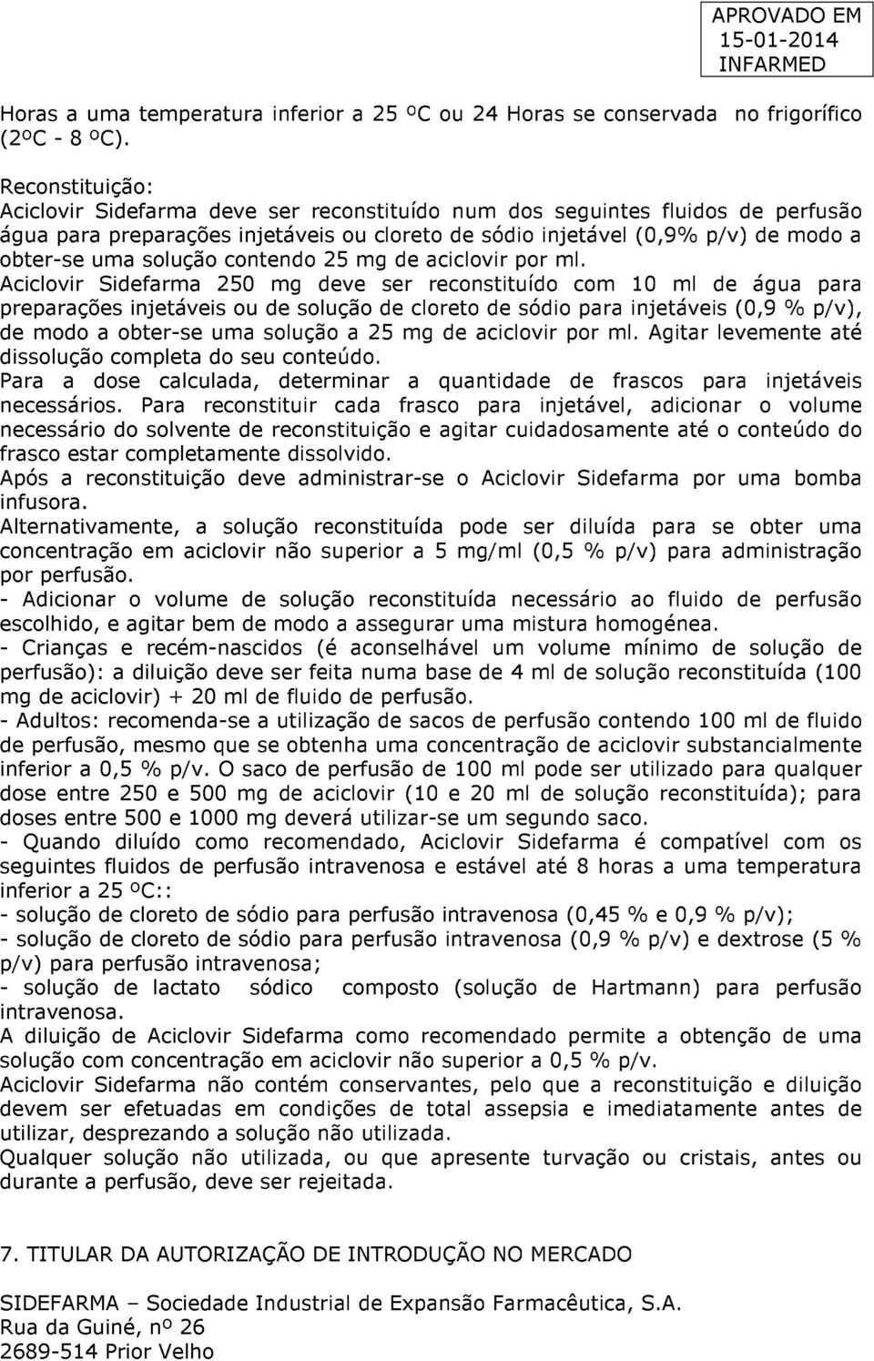 solução contendo 25 mg de aciclovir por ml.