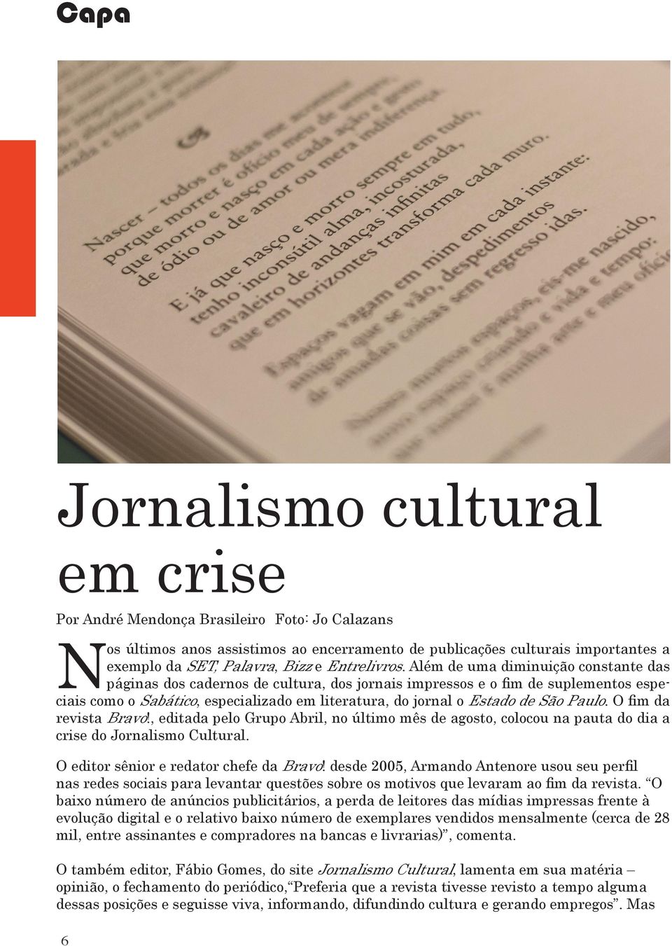 Além de uma diminuição constante das páginas dos cadernos de cultura, dos jornais impressos e o fim de suplementos especiais como o Sabático, especializado em literatura, do jornal o Estado de São