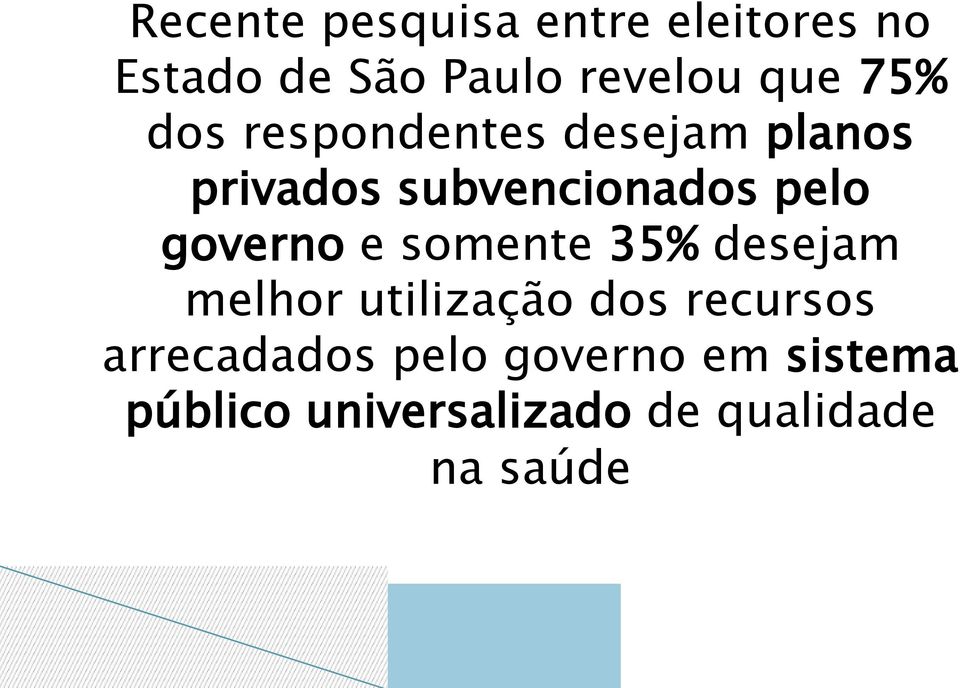 governo e somente 35% desejam melhor utilização dos recursos