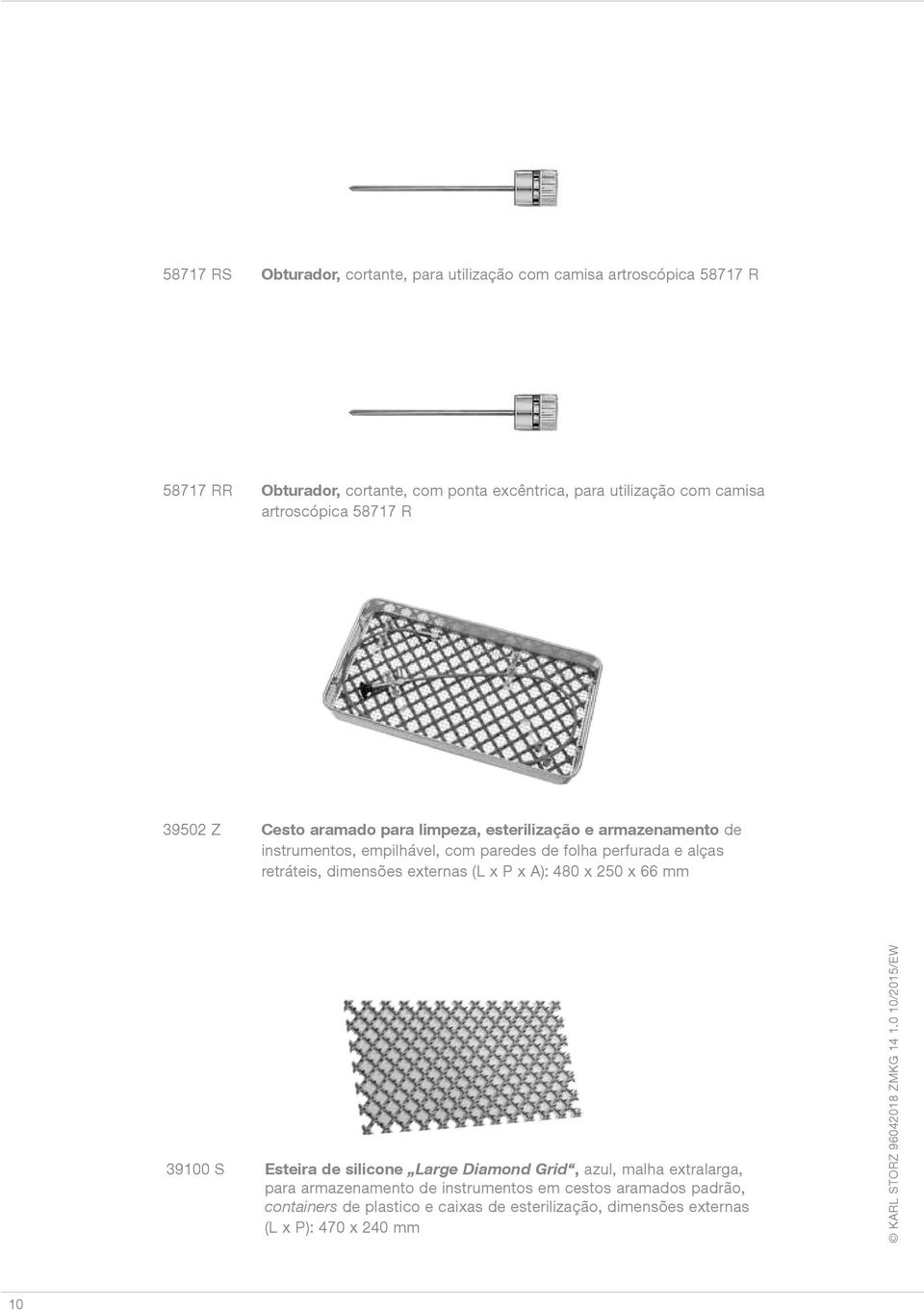 perfurada e alças retráteis, dimensões externas (L x P x A): 480 x 250 x 66 mm 39100 S Esteira de silicone Large Diamond Grid, azul, malha